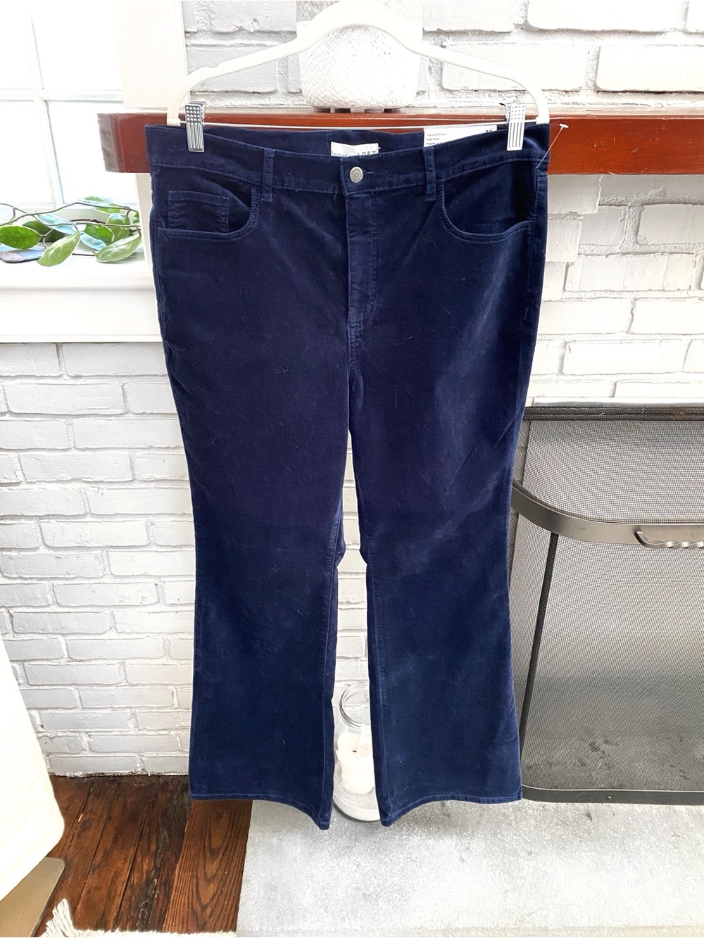 LOFT Navy The Slim Flare High Rise Velour  Bootcut Pants! 🌌